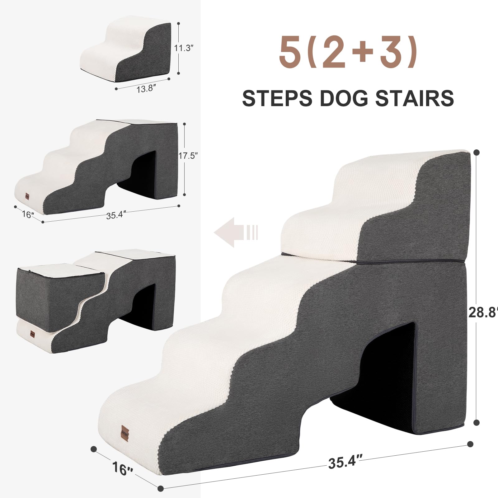 Garnpet dog stairs folded into bed demonstrates space-saving portability
