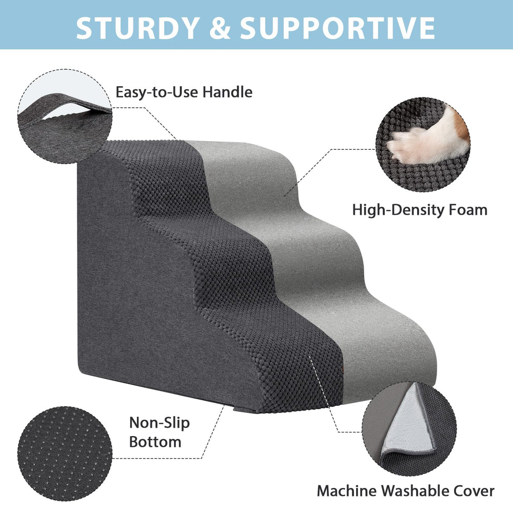 Garnpet dog stairs portable and easy to assemble for quick room changes.