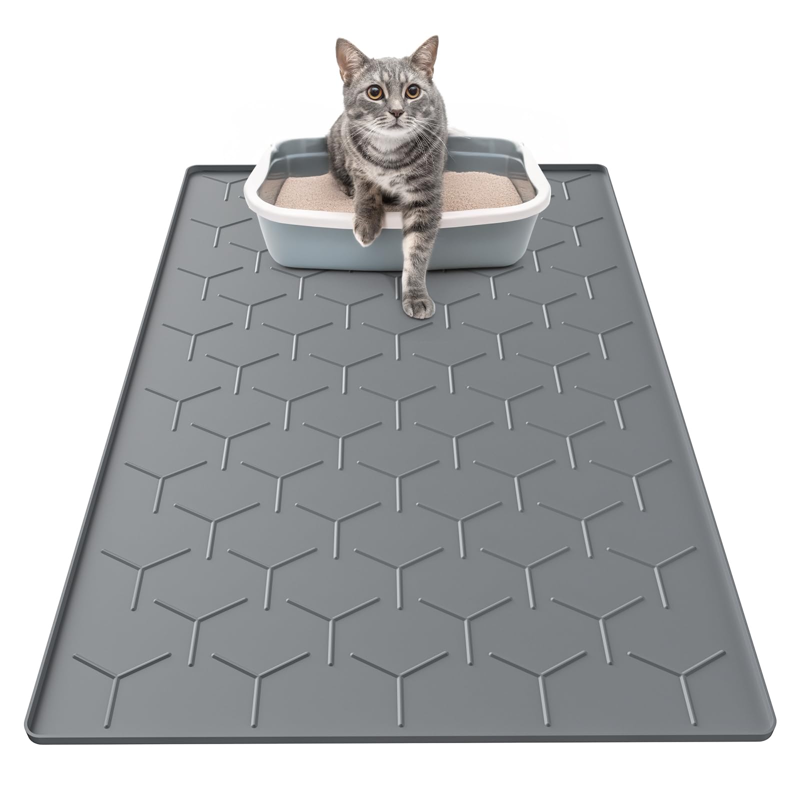 Garoopion cat litter mat large 34x22 traps litter for cleaner floors