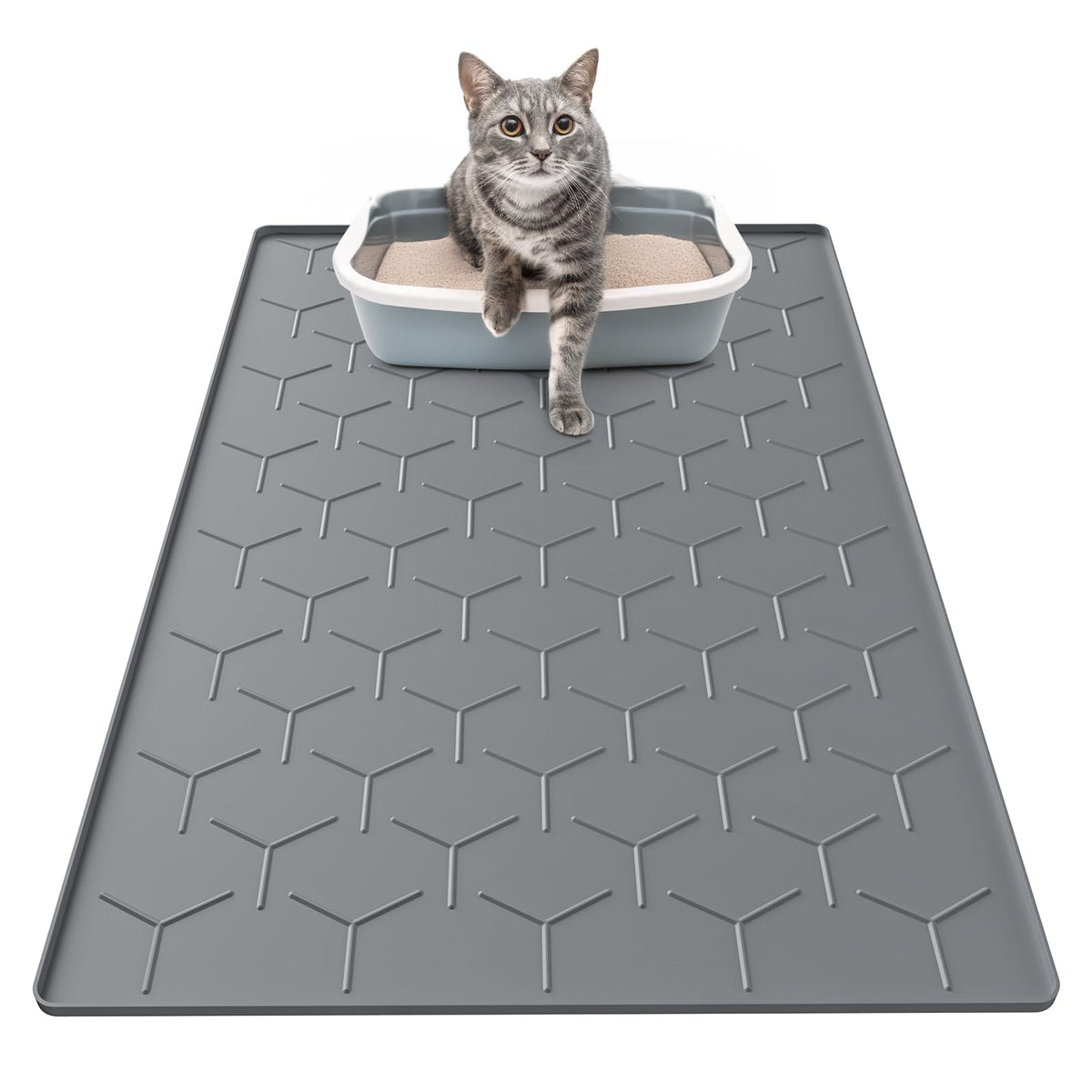 Garoopion cat litter mat large 34x22 traps litter for cleaner floors