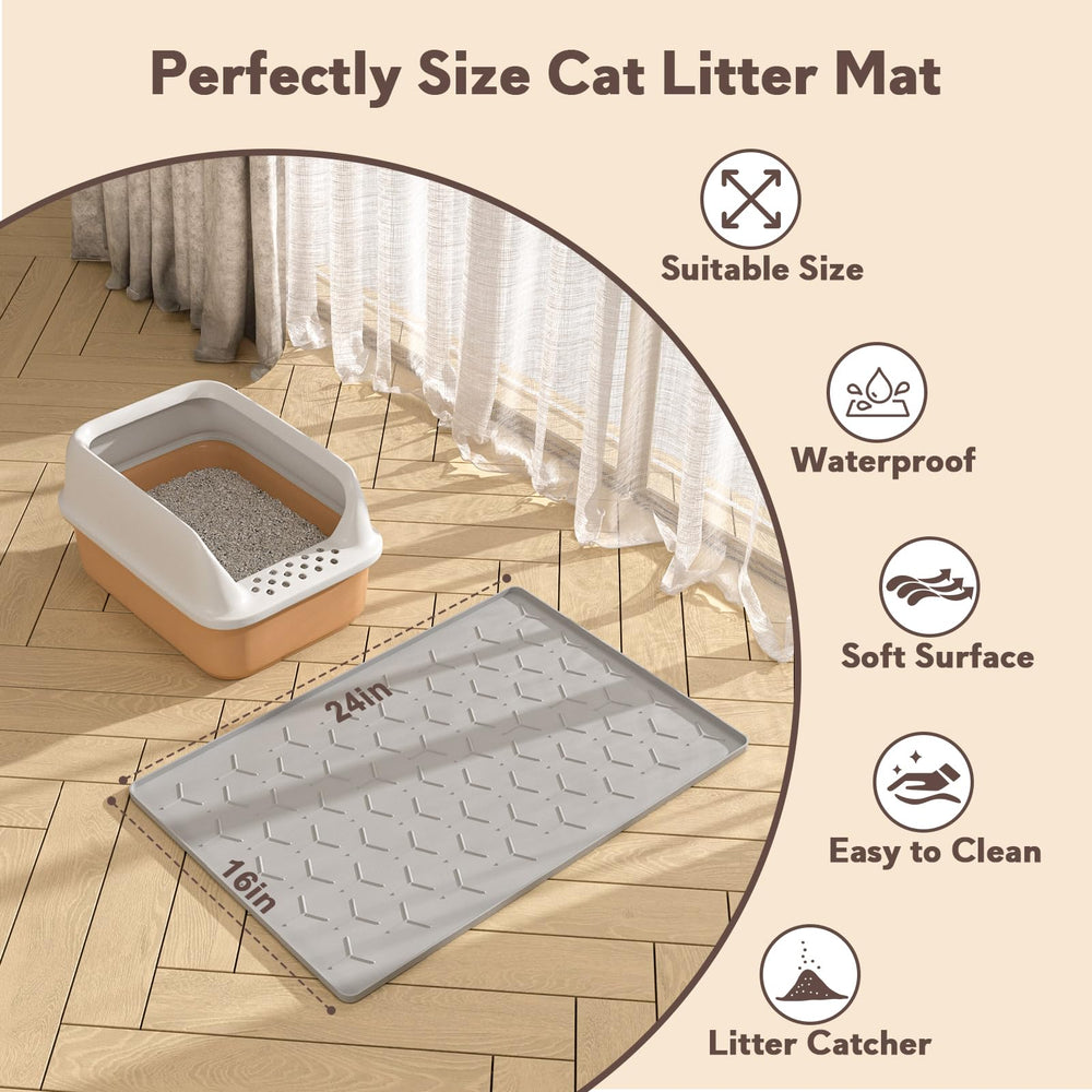 Garoopion cat litter mat multi-use design doubles as food tray