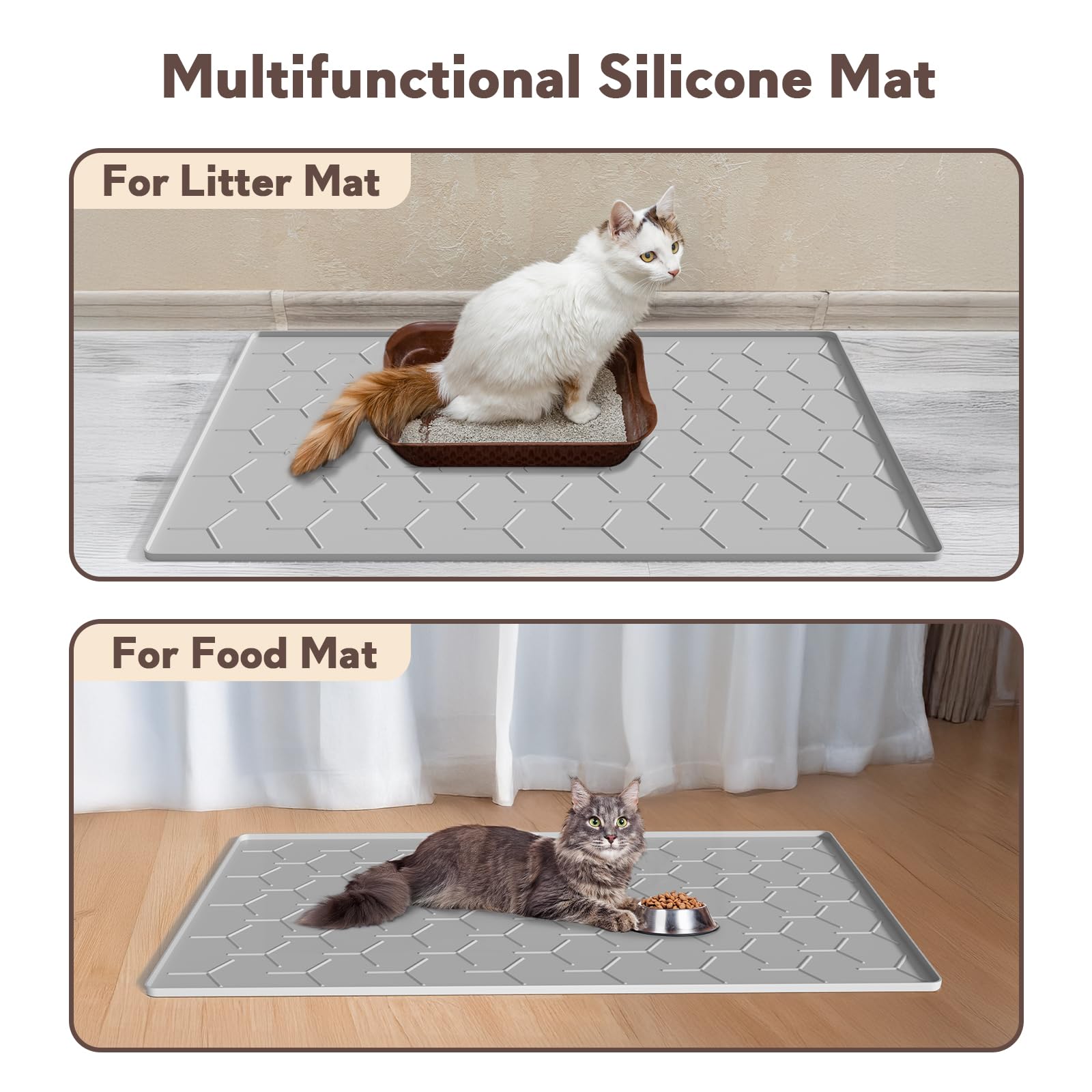 Garoopion cat litter mat dual-use as feeding mat or shoe tray.