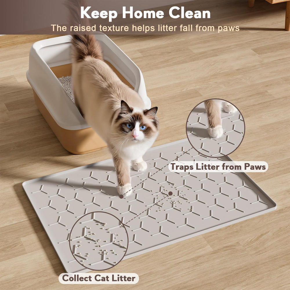 Garoopion cat litter mat raised-edges feature containment of spills