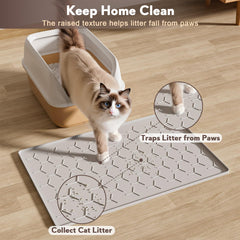 Garoopion cat litter mat raised-edges feature containment of spills