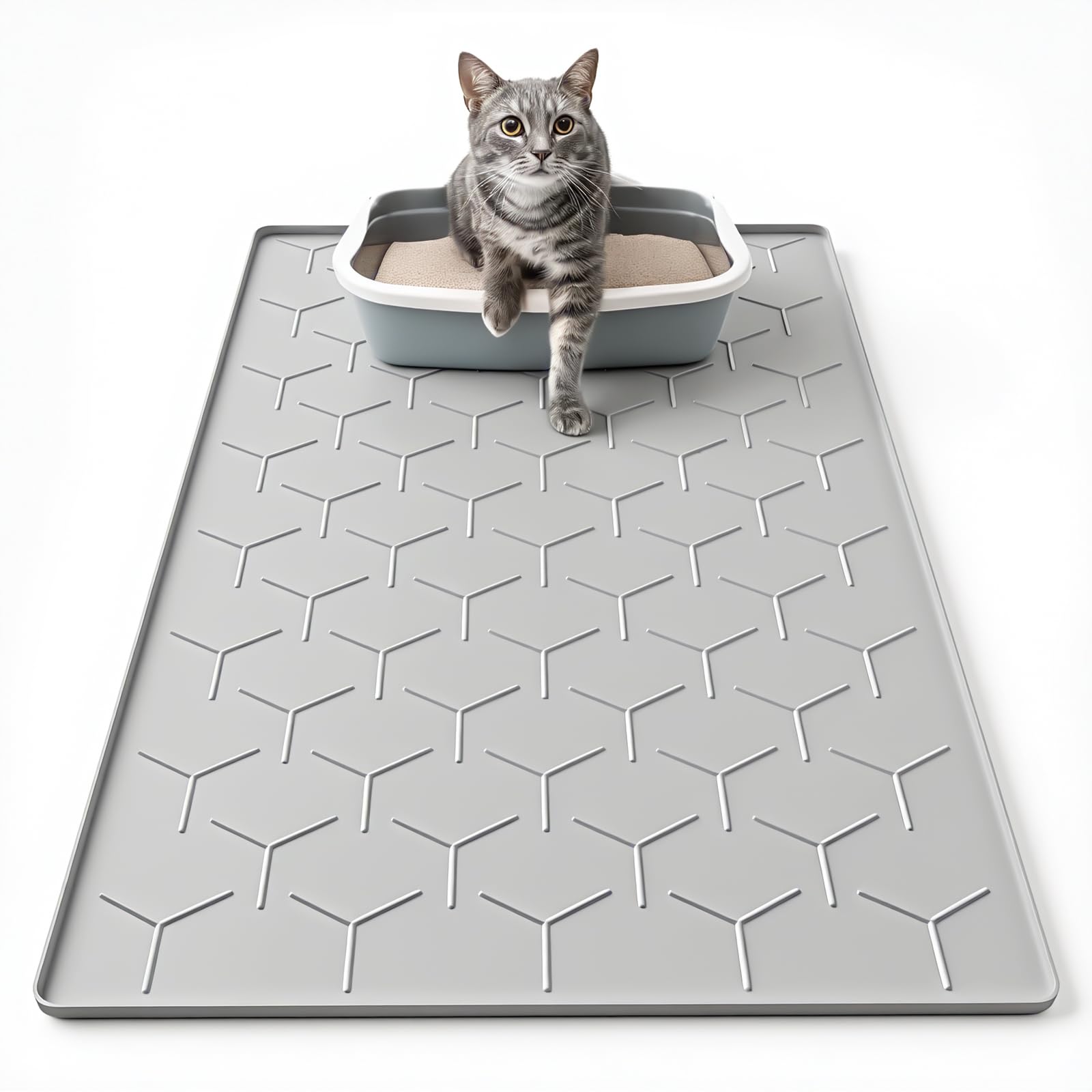 Garoopion cat mat 34x22 inches reduces litter tracking