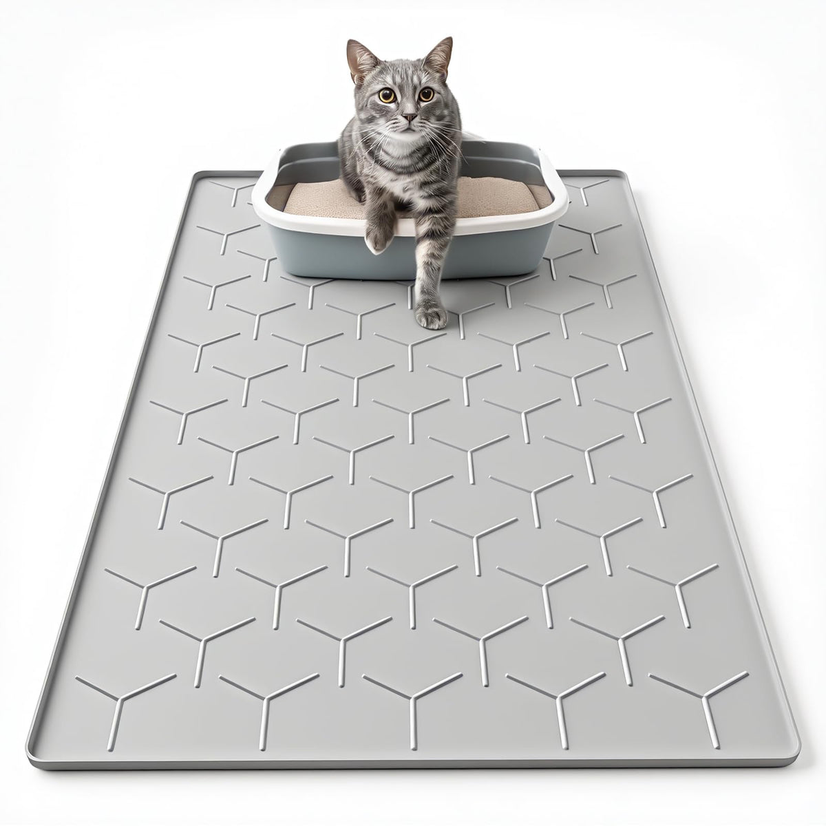 Garoopion cat mat 34x22 inches reduces litter tracking