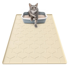 Garoopion silicone cat litter mat top-down view shows large coverage to reduce tracking.