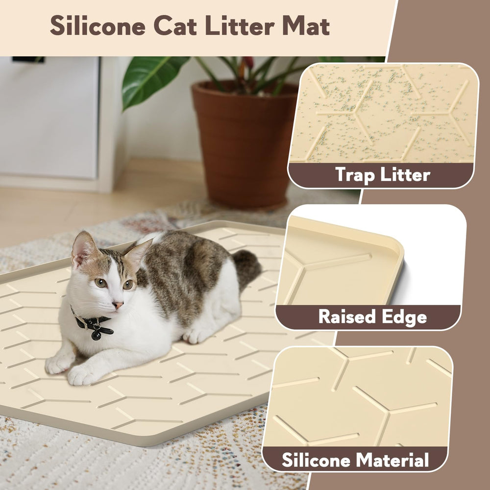 Garoopion silicone cat litter mat waterproof design demonstrates spill protection.