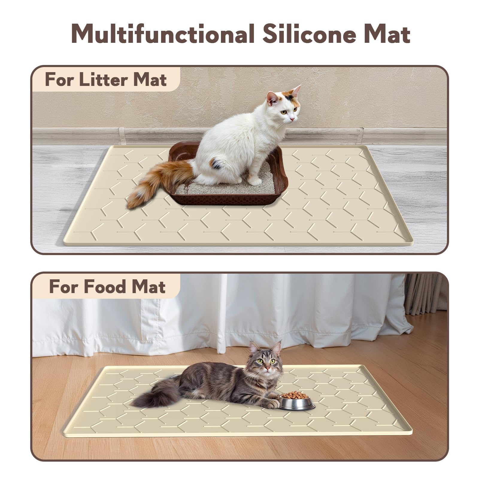 Garoopion silicone cat litter mat multi-use design for feeding or litter areas.