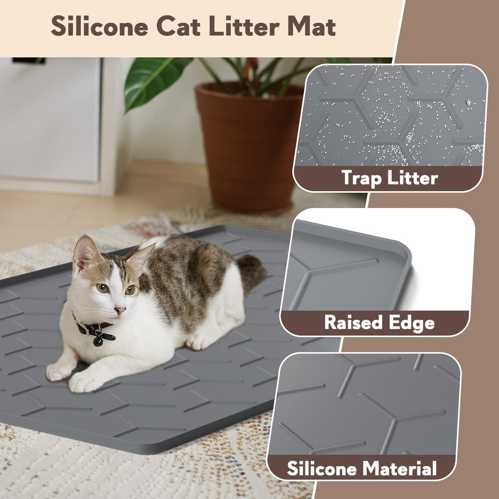 Garoopion waterproof silicone litter mat blocks spills and protects floors