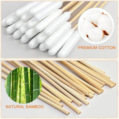 Garrelett long 6-inch bamboo handle closeup shows extended reach for thorough cleaning.