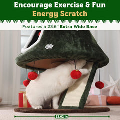 Garsing Christmas Cat Tree Tower features two cozy condos for multi-cat homes.