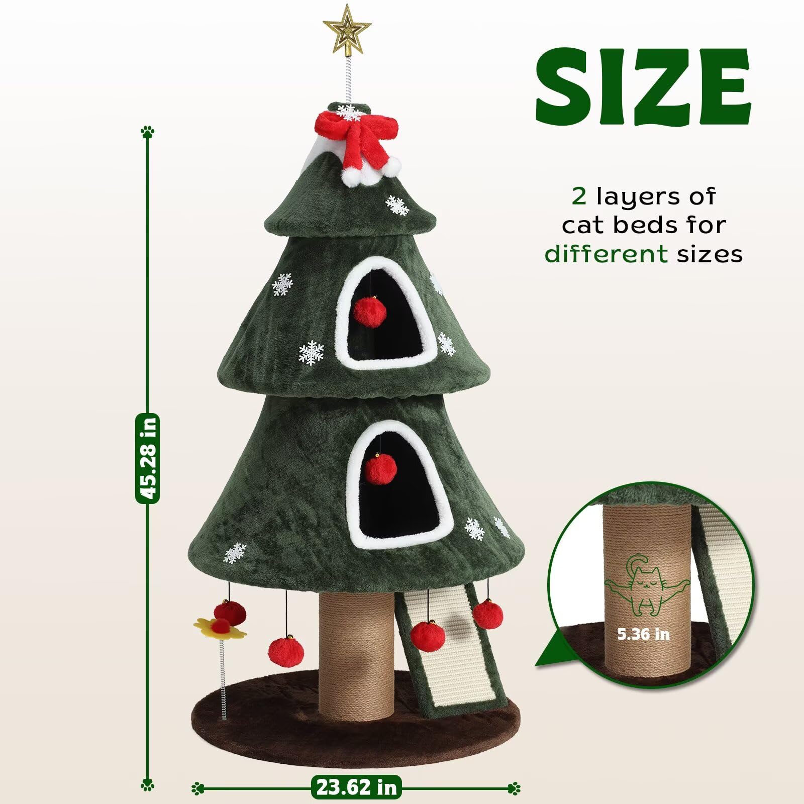 Garsing Christmas Cat Tree Tower uses non-toxic, odor-free materials.