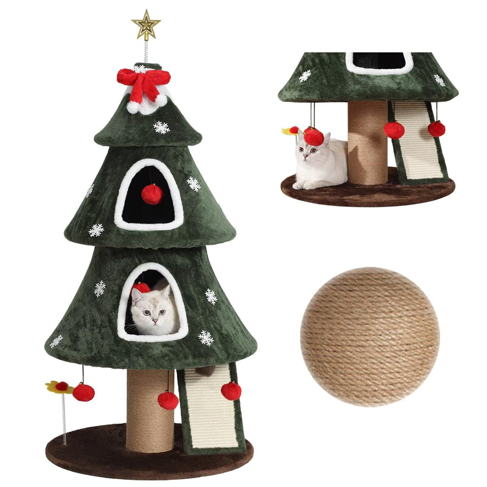 Garsing Christmas Cat Tree Tower velvet fabric creates cozy pet spaces.