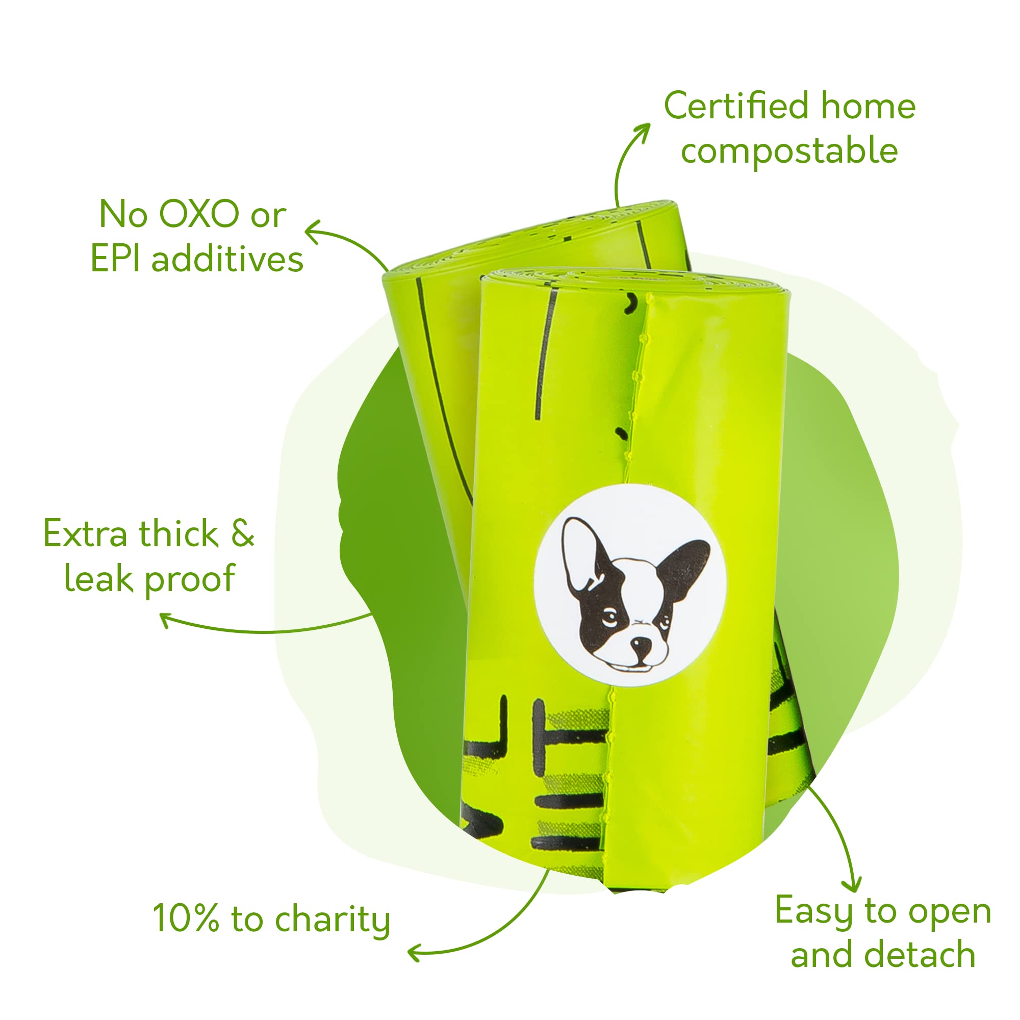 G.A.S compostable bags come in 20-roll packaging with recycled box for eco-friendly storage.