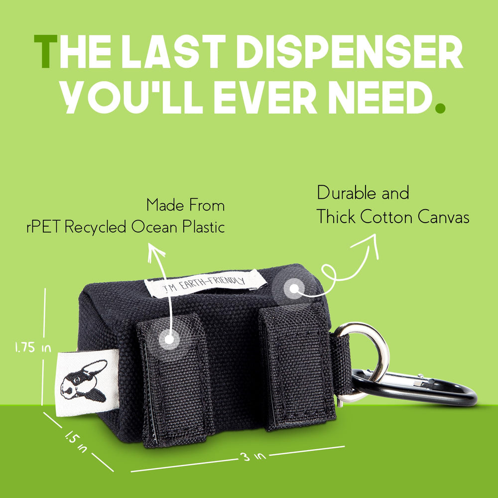 G.A.S durable canvas dispenser dispenses bags smoothly during walks or runs.