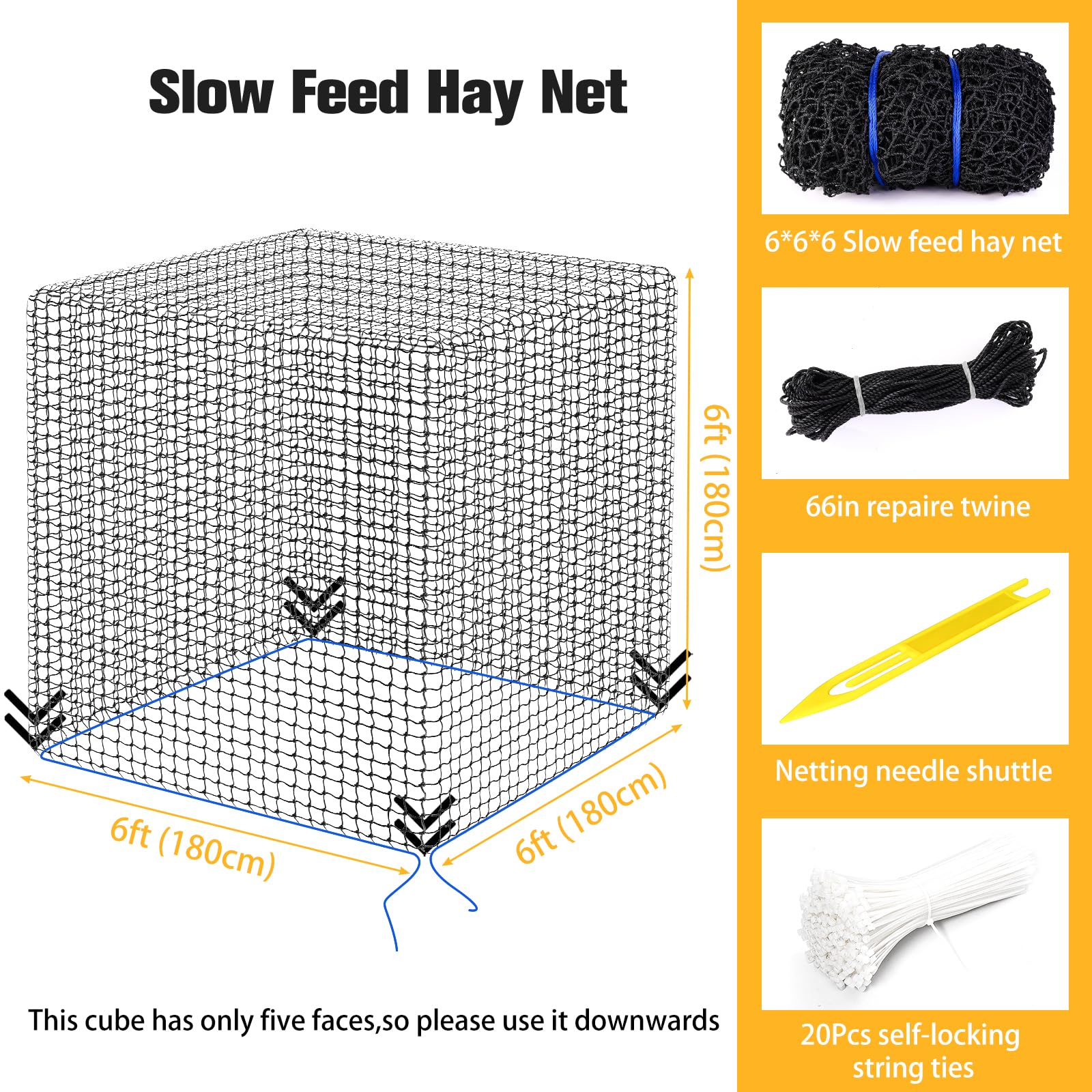 Gasgimos hay net nylon material closeup highlights durable 2.5mm rope construction.