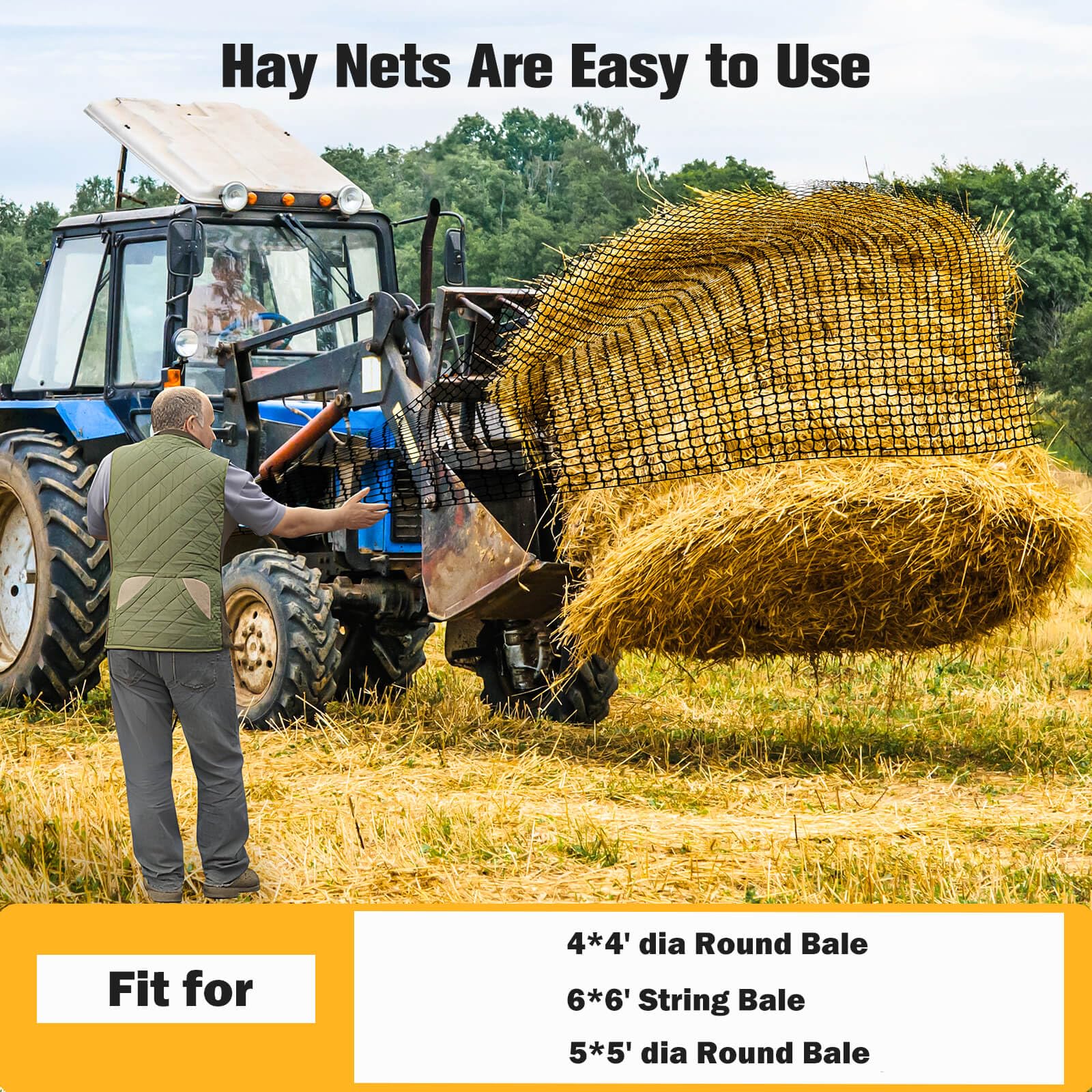 Gasgimos round bale hay net storage image depicts cleaner stalls and reduced waste.
