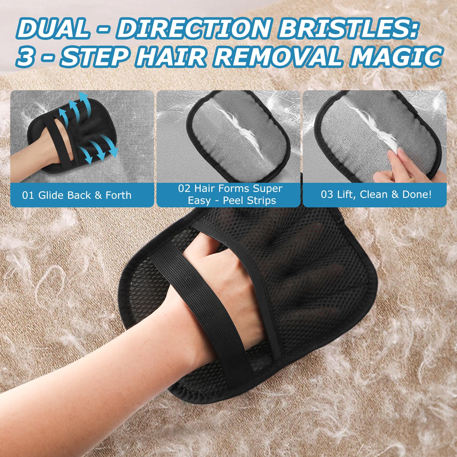 GASRONS electrostatic glove lifts lint from car seats for easy maintenance.