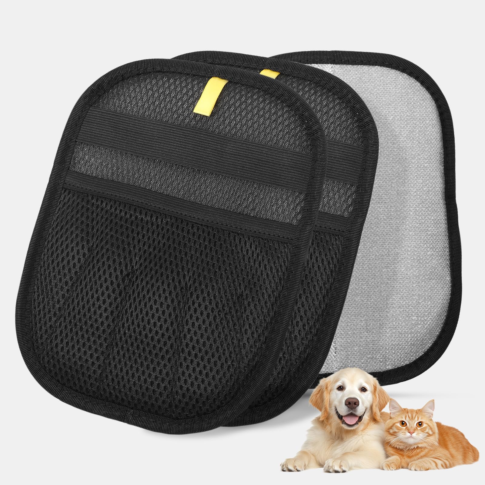 GASRONS glove removes pet hair from couch surfaces for quick cleaning.