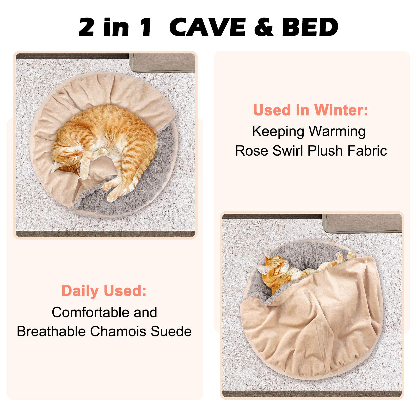 GASUR donut-shaped cave bed small size is ideal for pets up to 20 pounds.