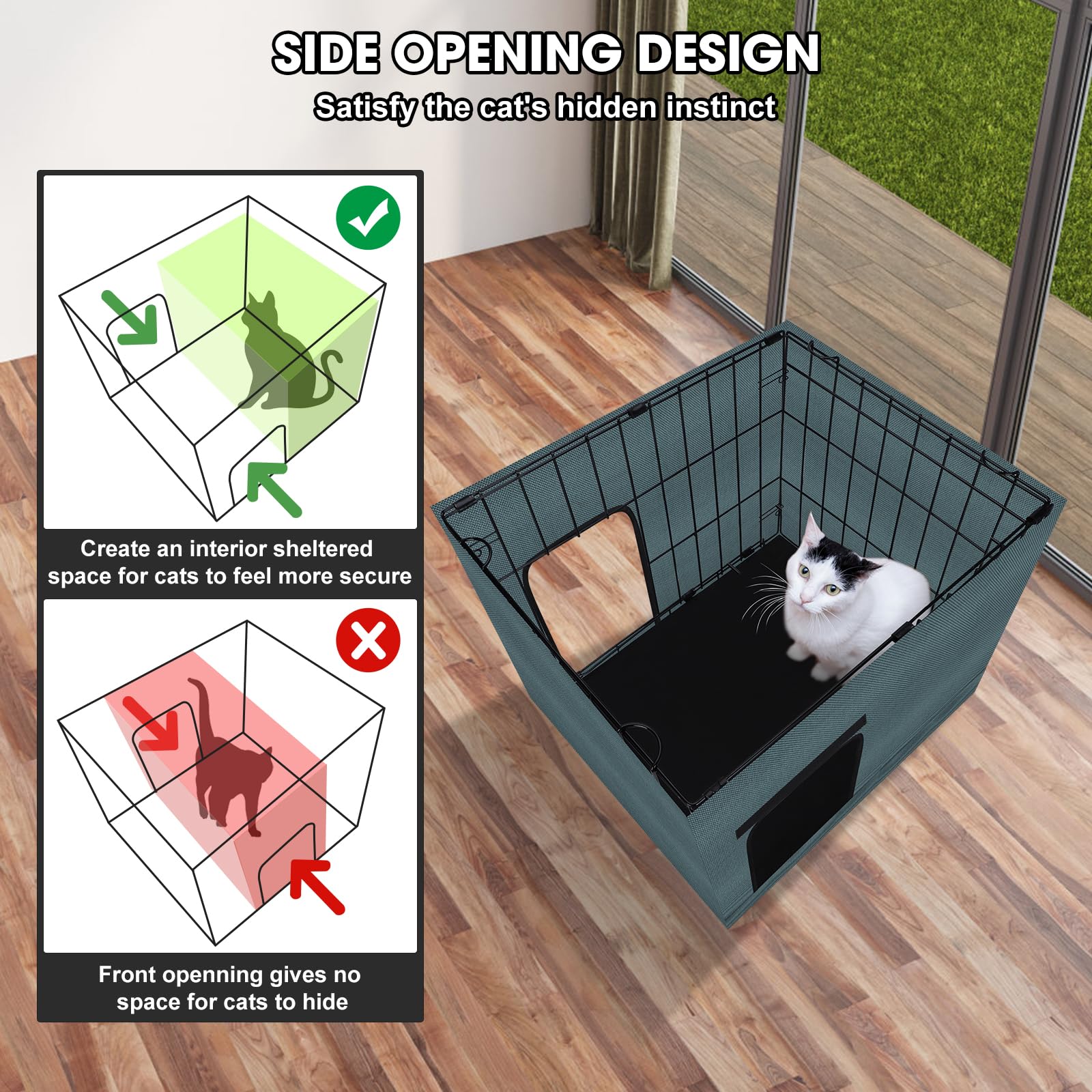 GASUR double-door design provides easy entry and escape for shy cats.