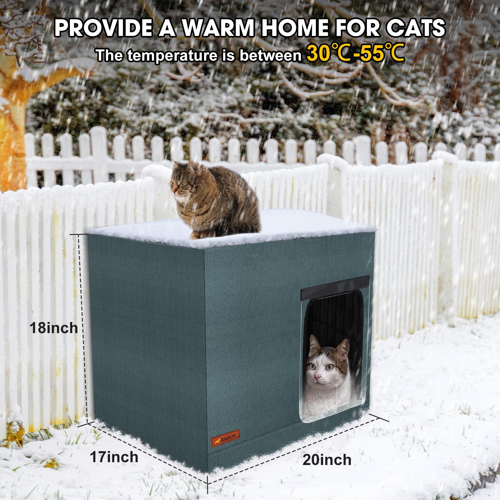 GASUR insulated PVC cover closeup emphasizes durable warmth retention in rain.
