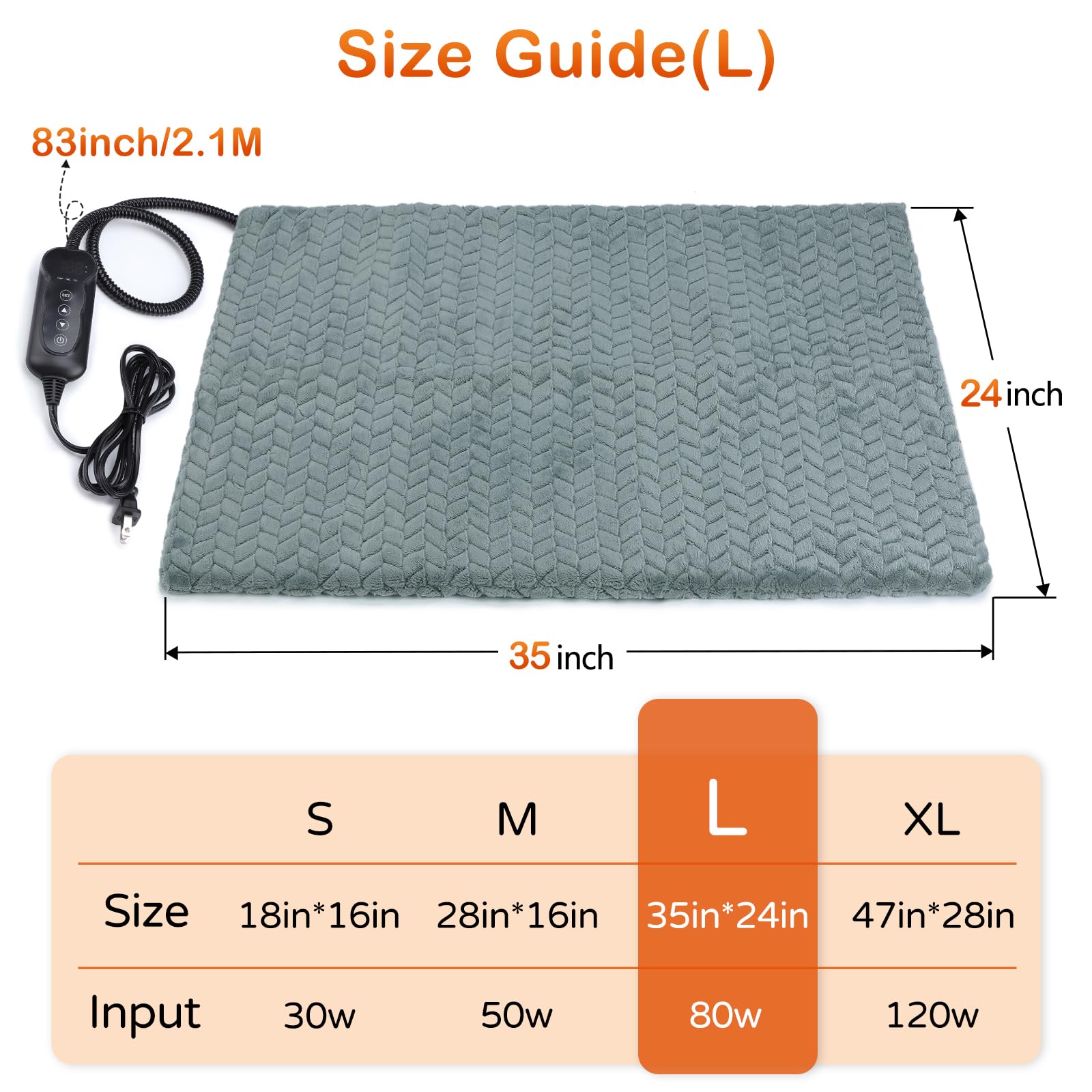 GASUR Pet Heating Pad large-35x24 sizing ideal for multiple pets and spaces.