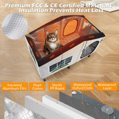 GASUR Weatherproof Cat House heated pad inside provides cozy warmth for outdoor cats