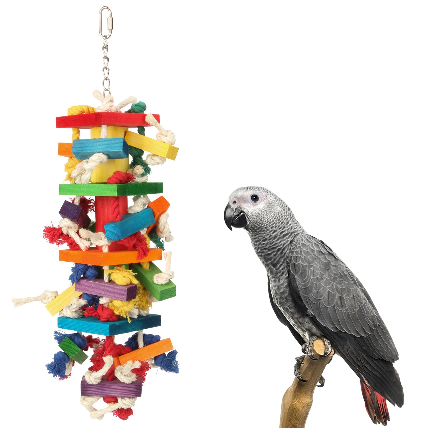GATMAHE Macaw Toy Colorful Dyes showcase vibrant blocks for engaging parrots.
