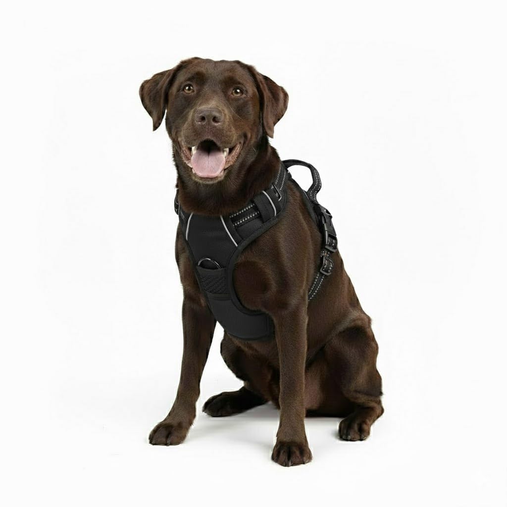 Gavpepy No Pull Dog Harness front view shows adjustable fit and front handle for control.