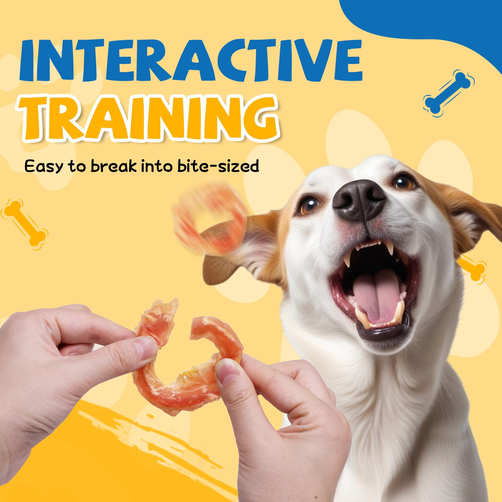 Gazeupon Dog Treats Chicken Jerky Rings ingredients panel highlights protein-rich formula.