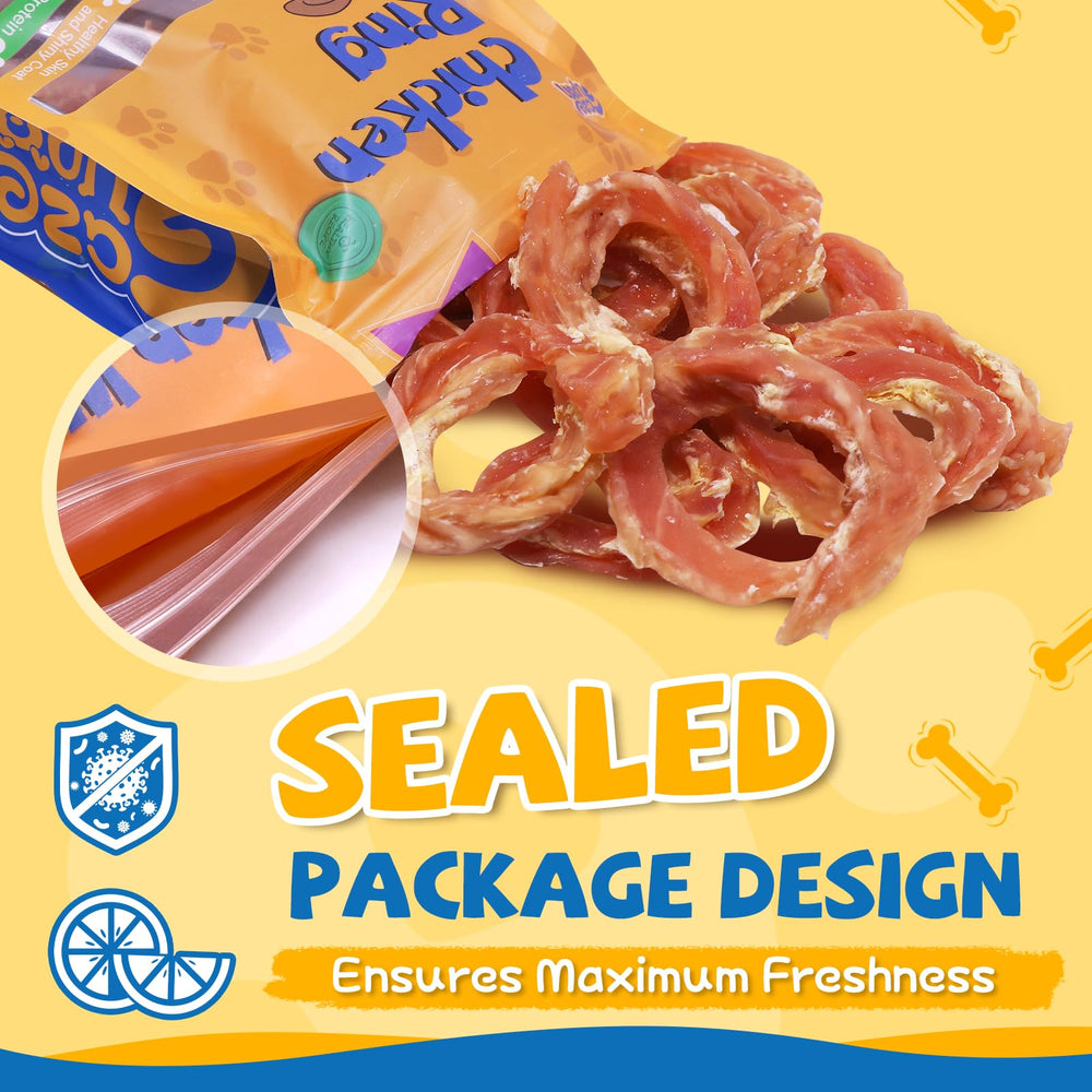 Gazeupon Dog Treats Chicken Jerky Rings training session illustrates ideal reward moment.