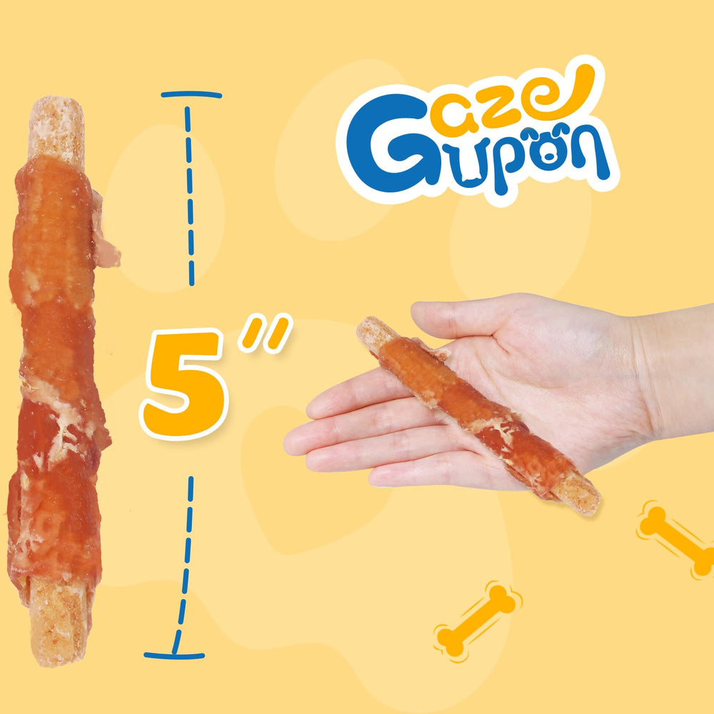 Gazeupon dog treats coat shine close-up from chicken protein