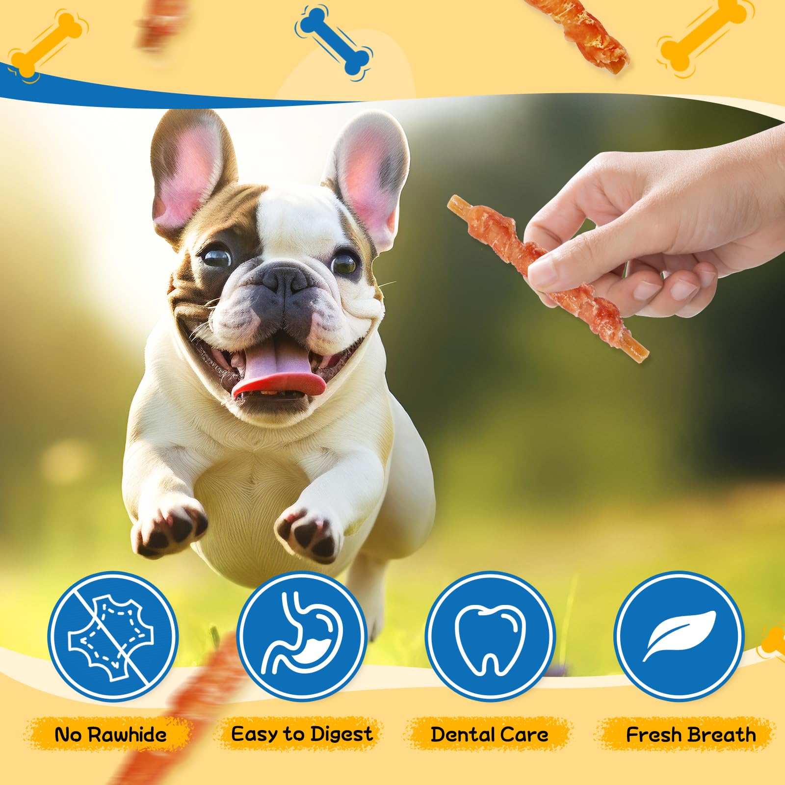 Gazeupon dog dental chews with chicken breast focus on digestible protein and gentle stomach