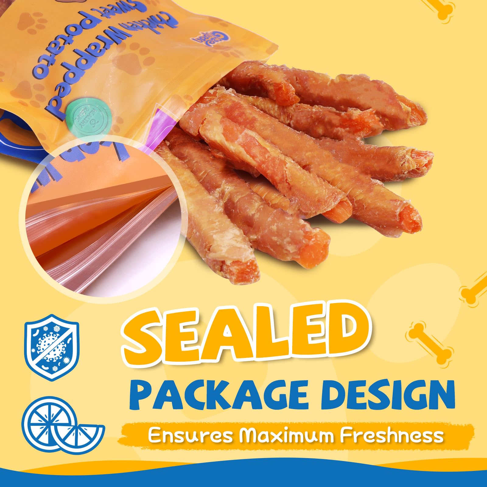 Gazeupon dog treats low-fat chicken snack supports balanced feeding.