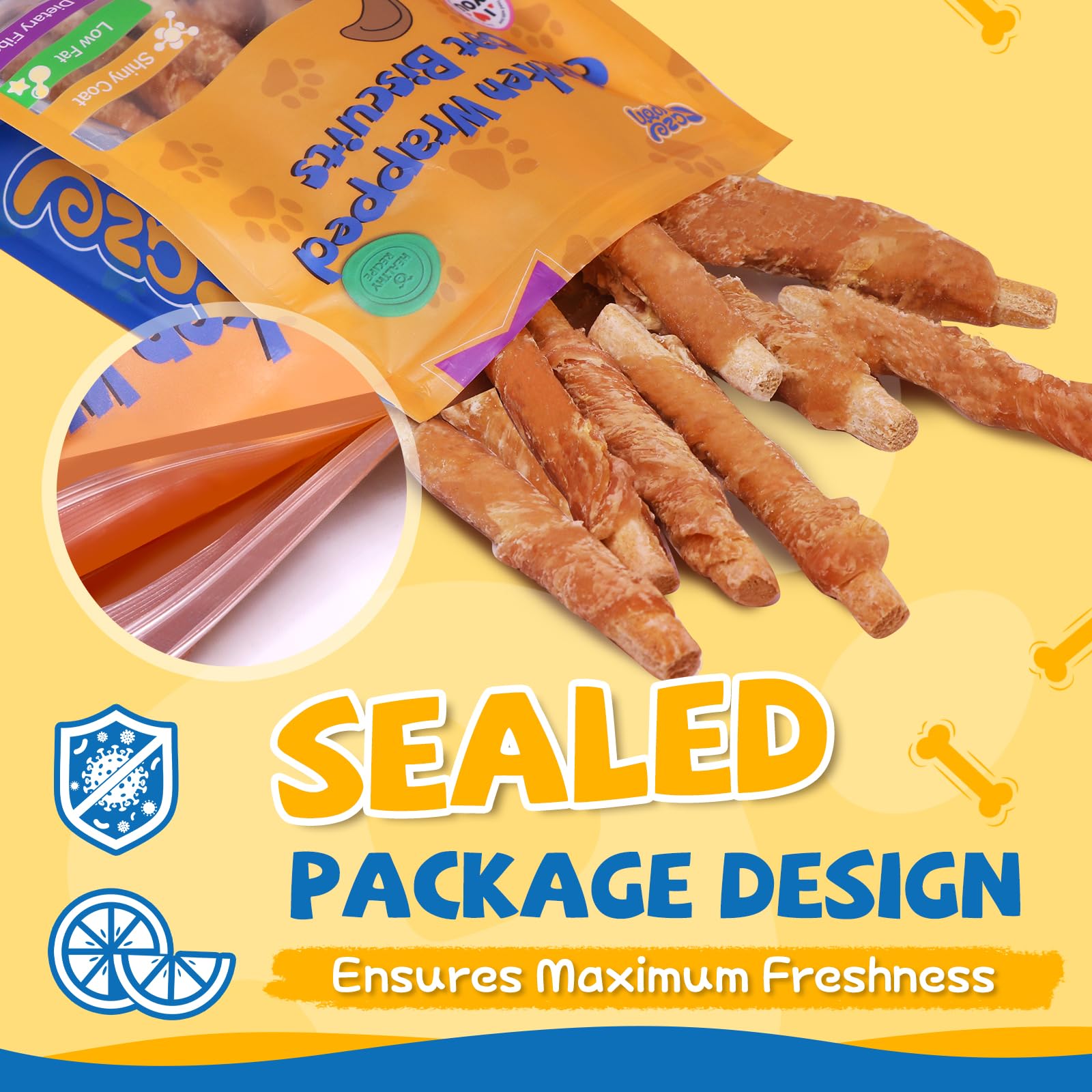 Gazeupon rawhide-free label highlighting safer chew option