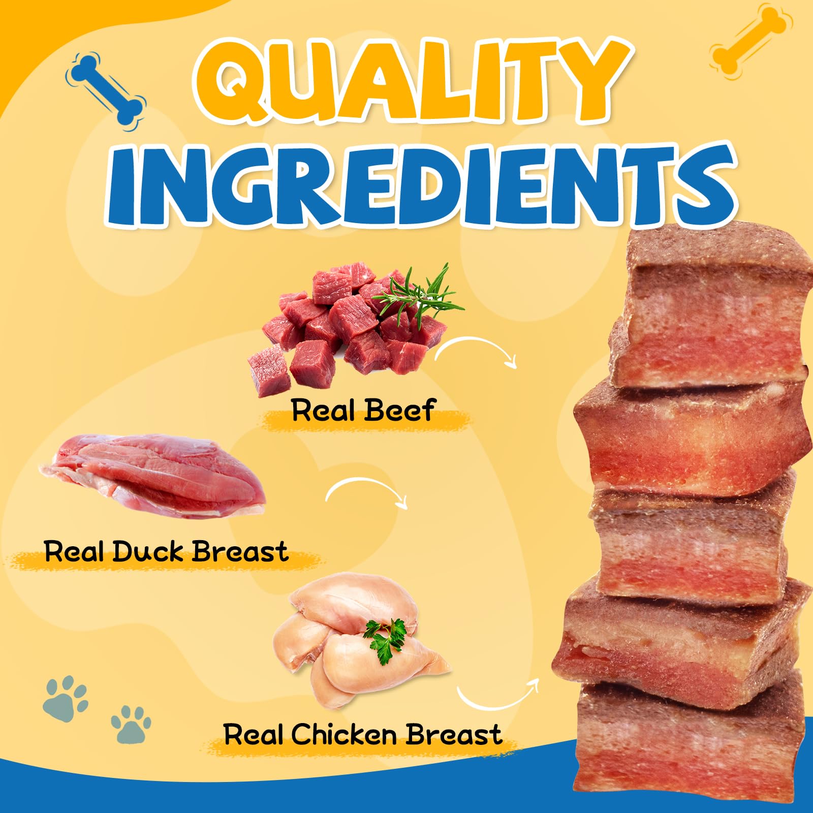 gazeupon dog treats real-meat ingredients highlight chicken, duck, and beef for protein-rich snacking