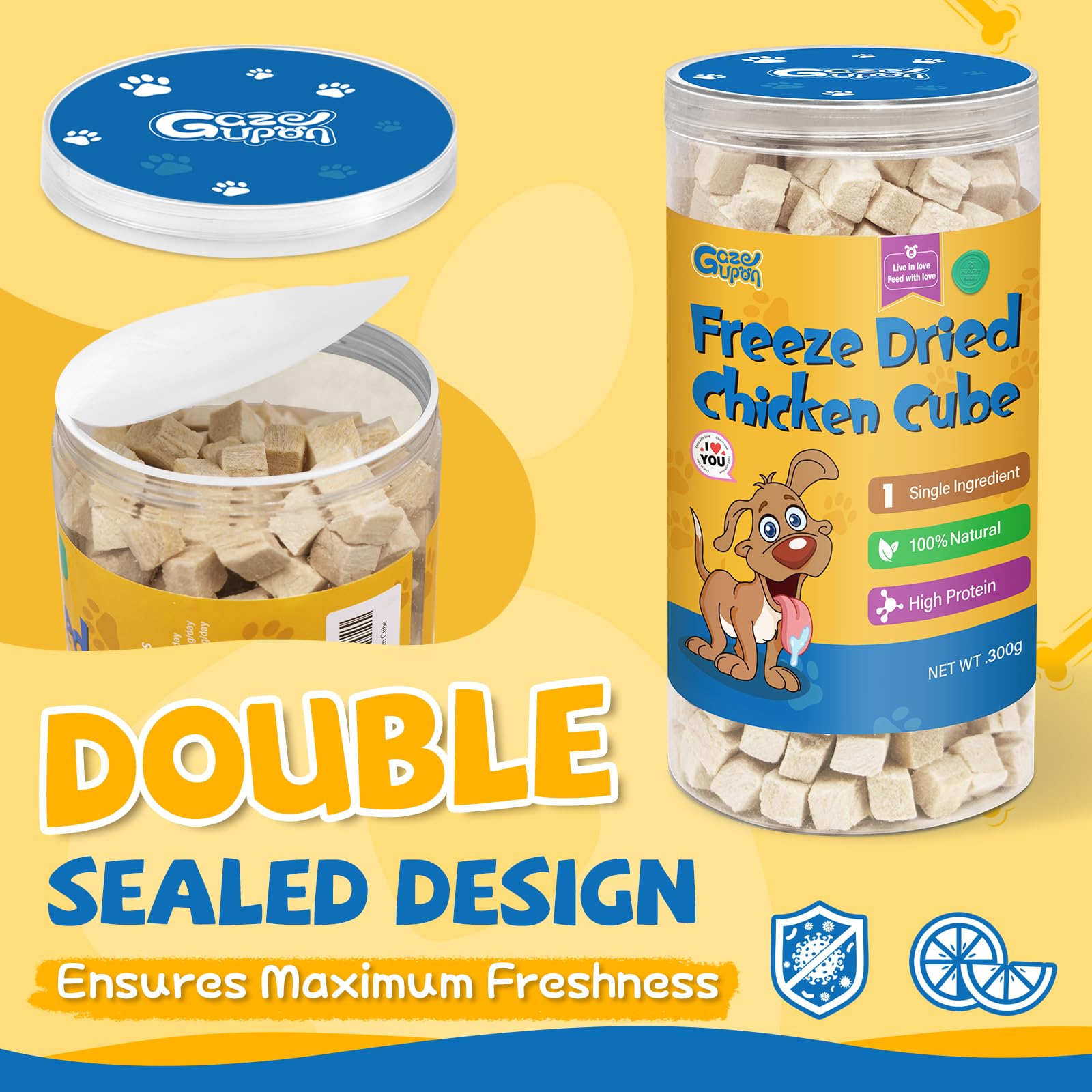 GazeUpon reusable jar keeps treats fresh and convenient for travel.