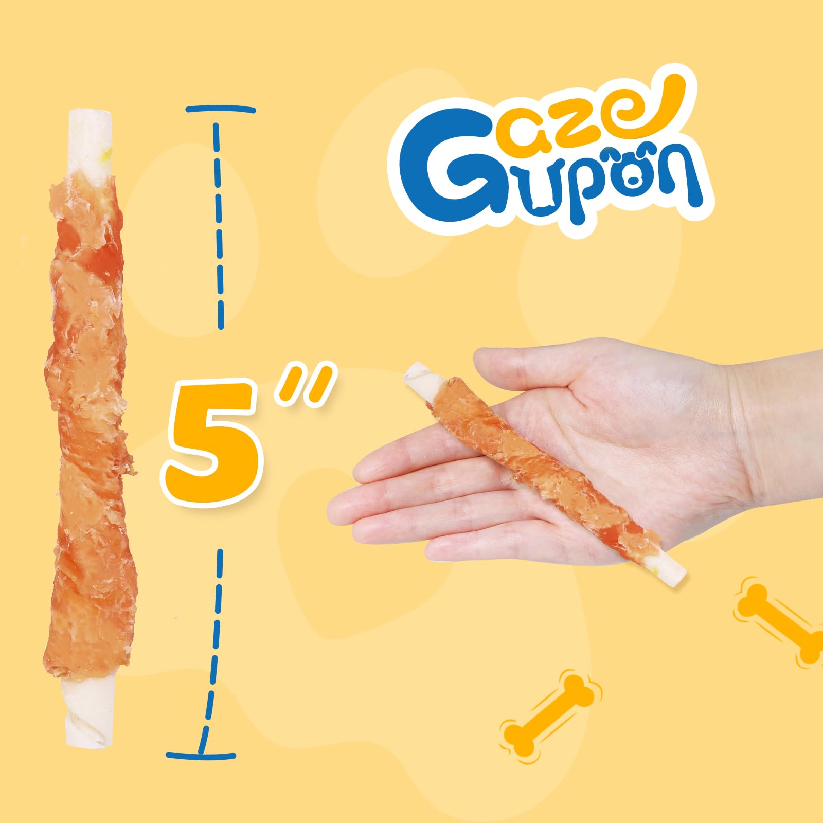 Gazeupon protein-packed chicken chew closeup communicates energy for daily adventures.
