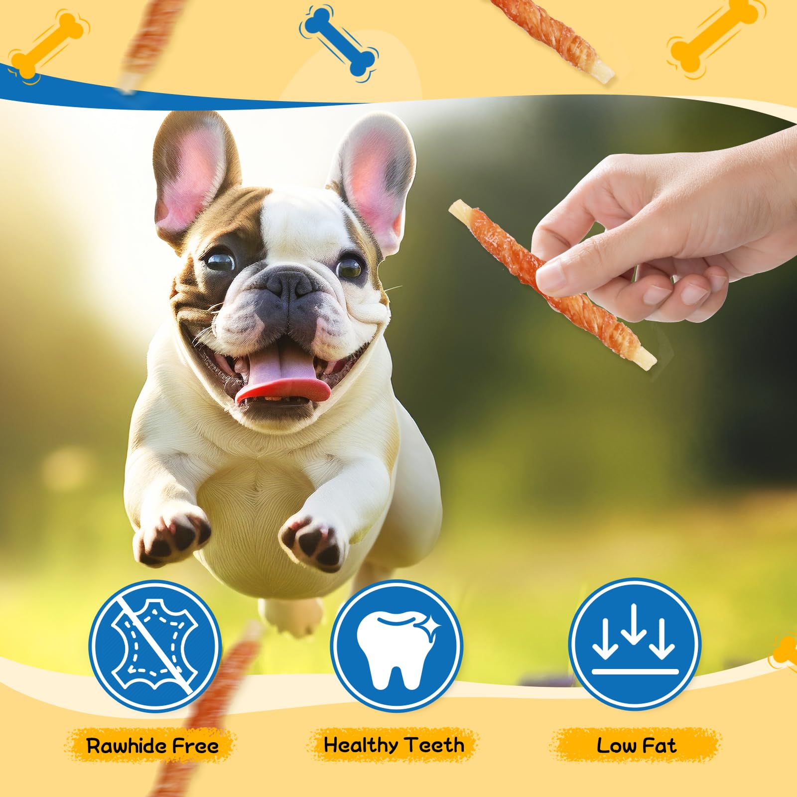 Gazeupon rawhide-free dog treats – texture closeup emphasizing safe, digestible chewing