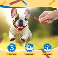 Gazeupon real-meat jerky with chicken duck and beef visuals, protein-forward snack concept.