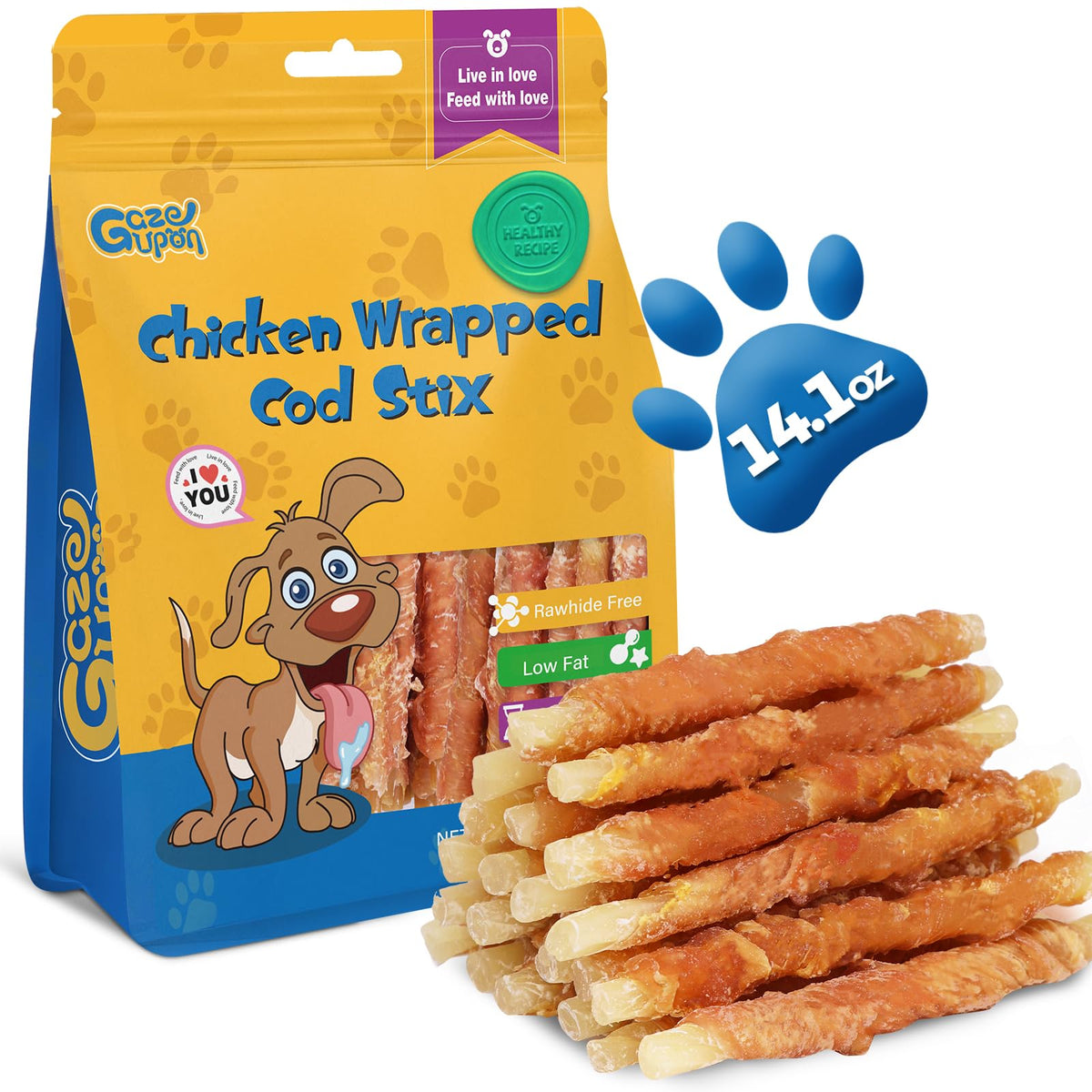 Gazeupon soft dog treats for small dogs – pack closeup showing soft texture for easy chews