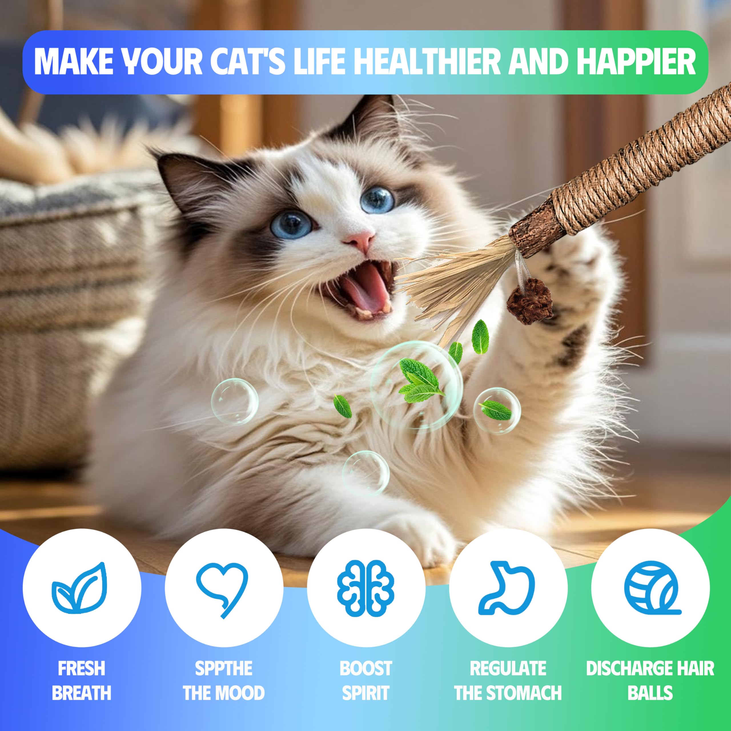GBSYU cat toy encourages chewing for potential dental hygiene support and breath freshness
