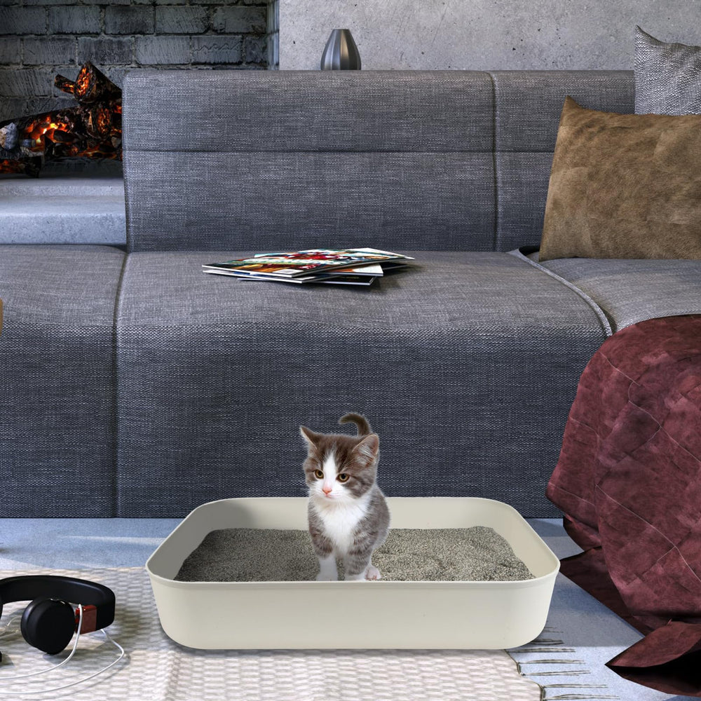 GCVOPTON 13.9 x 9.8 x 3 inch litter box compact size for small pets.