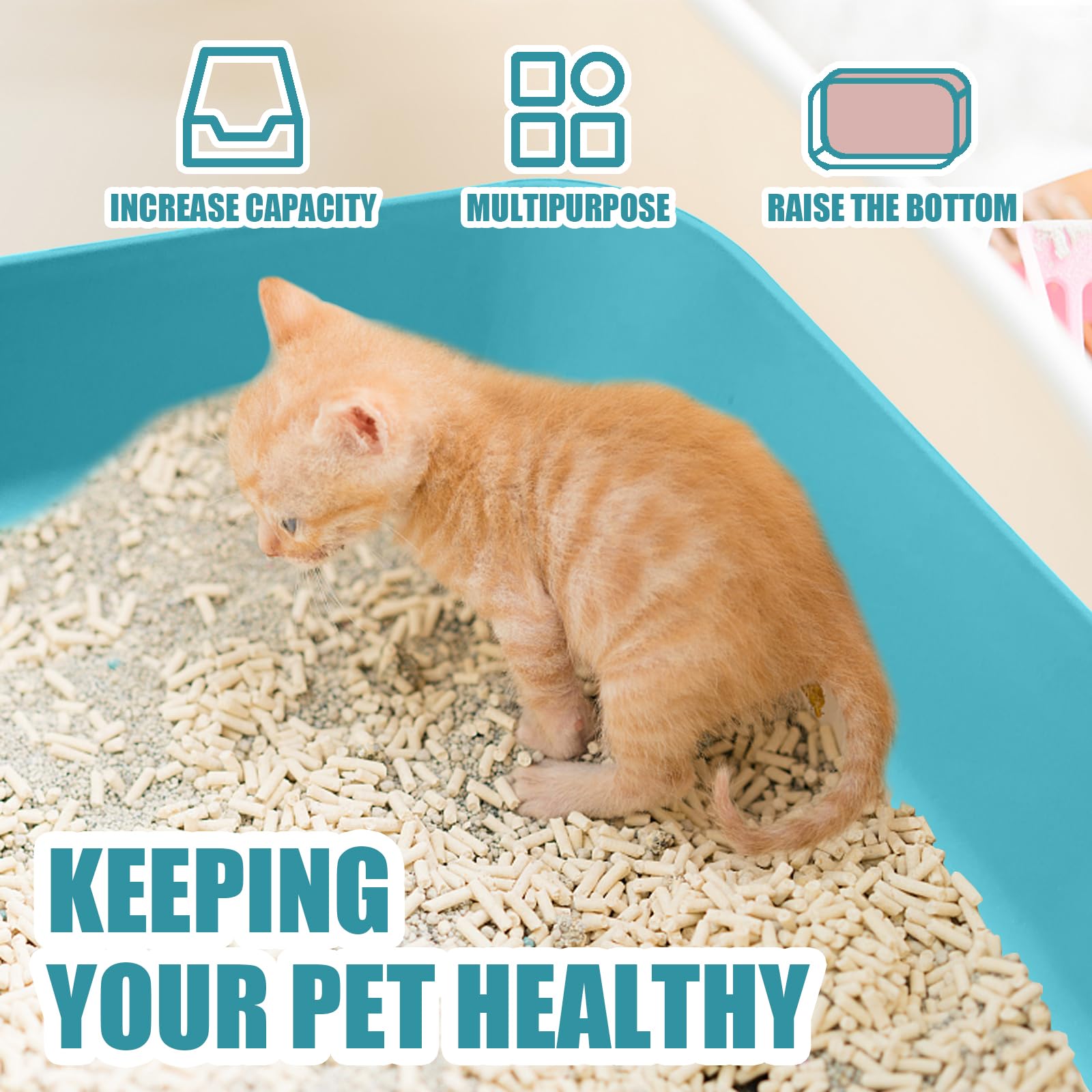 GCVOPTON small litter box blue indoor-outdoor use for versatile pet care.