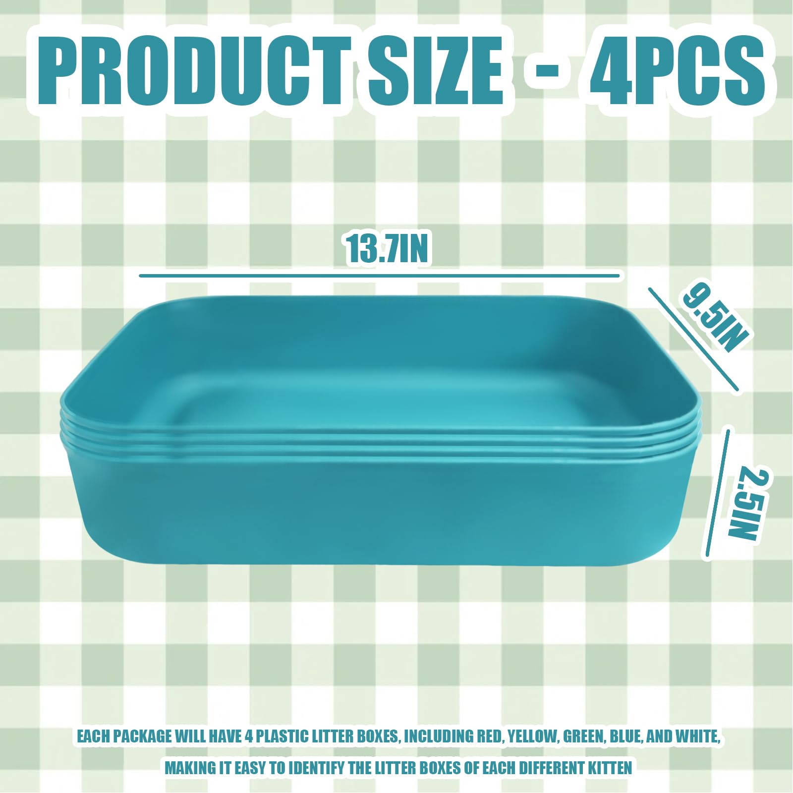 GCVOPTON small litter box blue side view with smooth edges for pet safety.