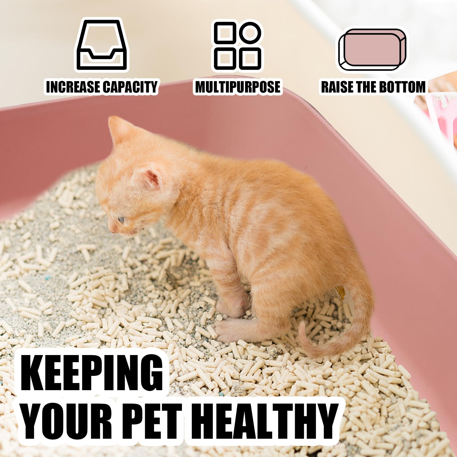 GCVOPTON small litter box stackable design saves storage space.