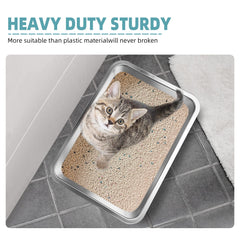 GCVOPTON stainless steel cats litter box non-stick surface simplifies cleaning