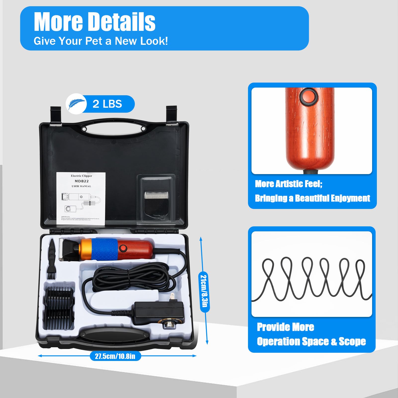 GDAE10 lightweight clipper kit with carry-case enables on-the-go grooming